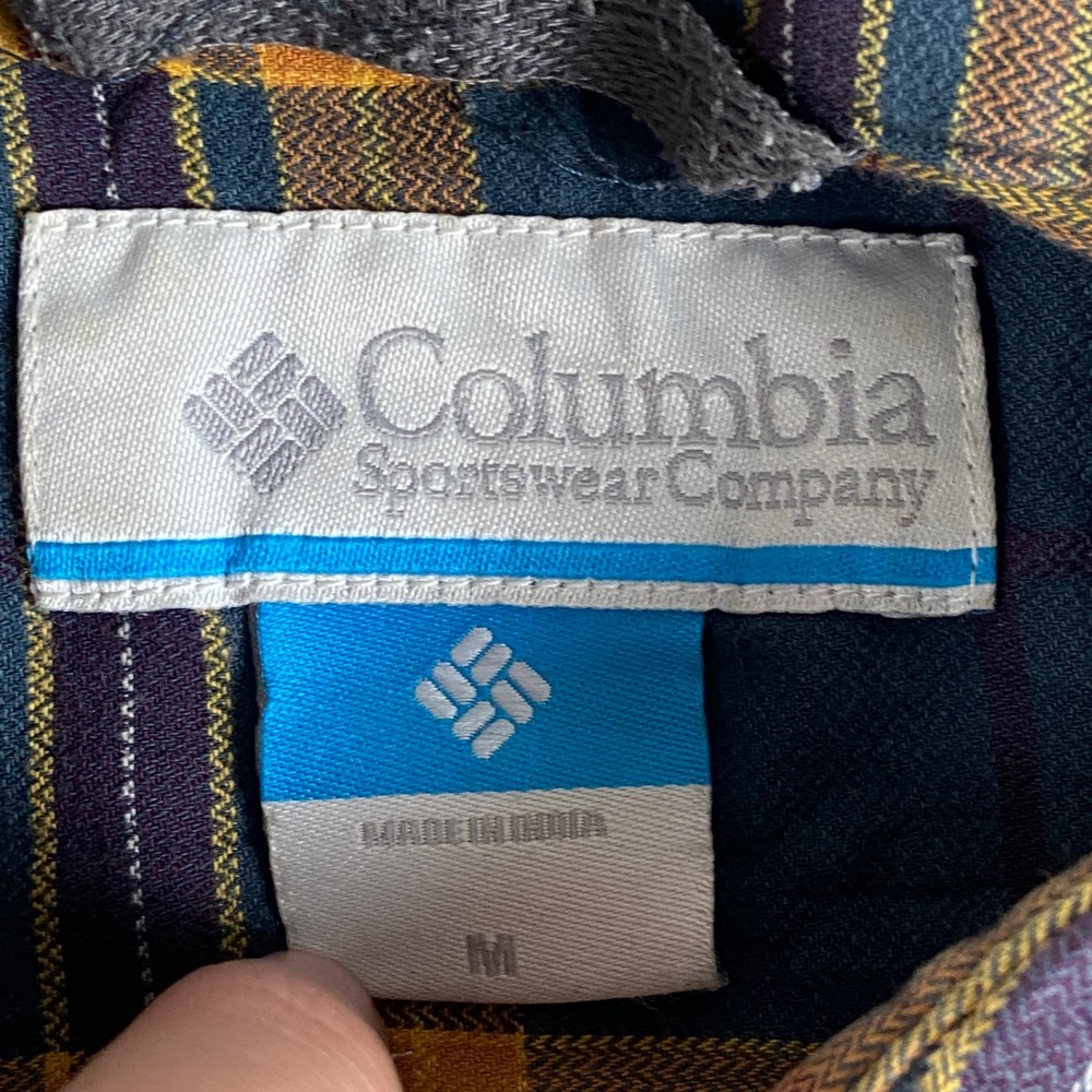 Columbia Rapid Rivers II Mens M Blue Orange Plaid Long Sleeve Shirt Stretch - Picture 5 of 11